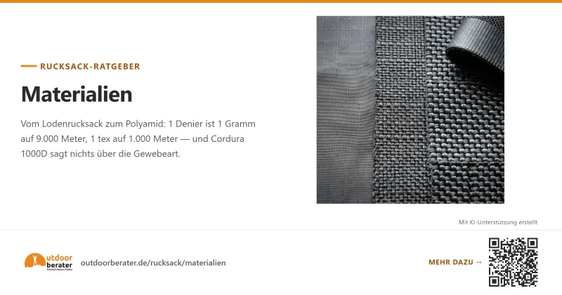 Teilen-Bild zu Rucksackmaterialien: Loden, Leder, Polyamid, Denier